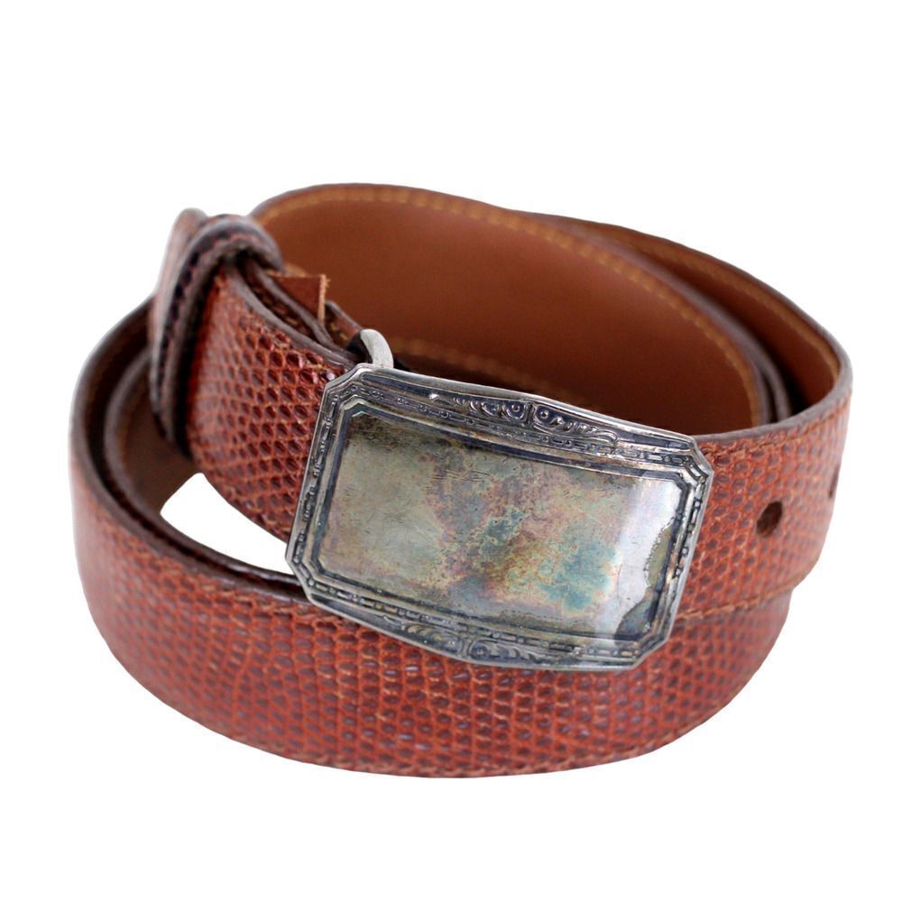 Trafalgar BROWN GENUINE LIZARD 1"Wd HOOK BUCKLE DRESS CASUAL WOMEN'S BELT M (G81